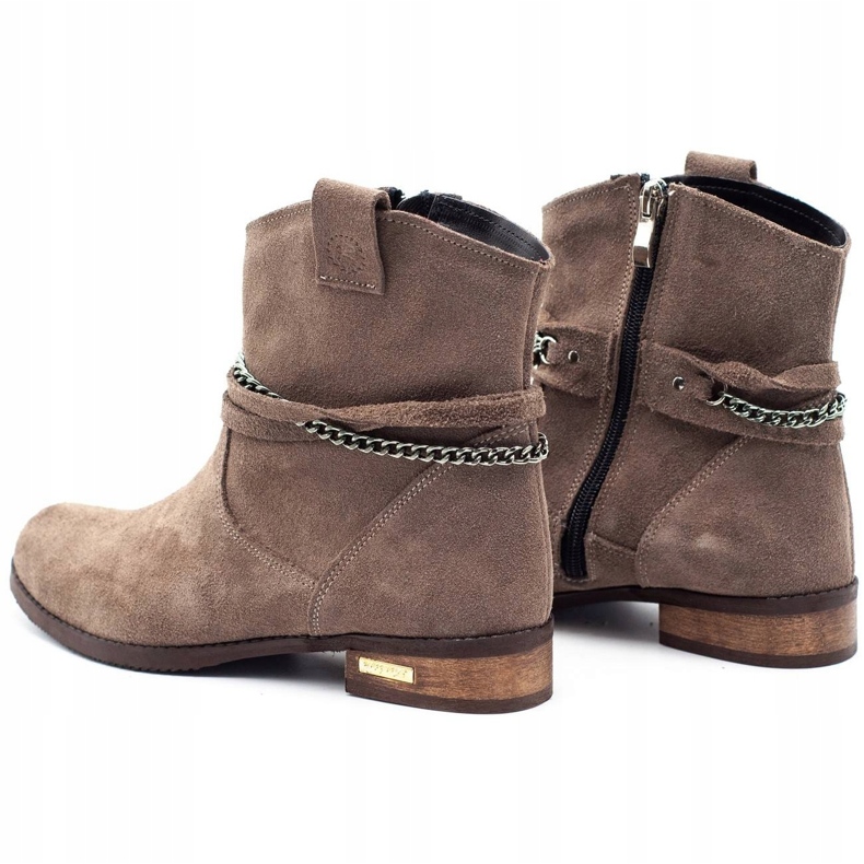 Olivier Botas femininas com isolamento térmico e corrente bege Luna castanho 3