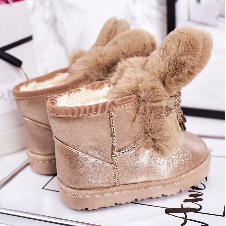 Botas de neve quentes para crianças com pele e orelhas coelho ouro rosa 20218-1H / 2H dourado 4 Botas de neve quentes para crianças com pele e orelhas coelho ouro rosa 20218-1H / 2H dourado 4