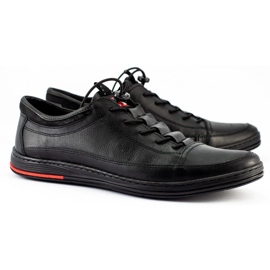 Polbut Sapatos masculinos de couro preto casual K22 5