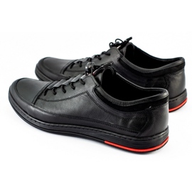 Polbut Sapatos masculinos de couro preto casual K22 1