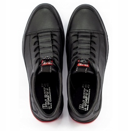 Polbut Sapatos masculinos de couro preto casual K22 2