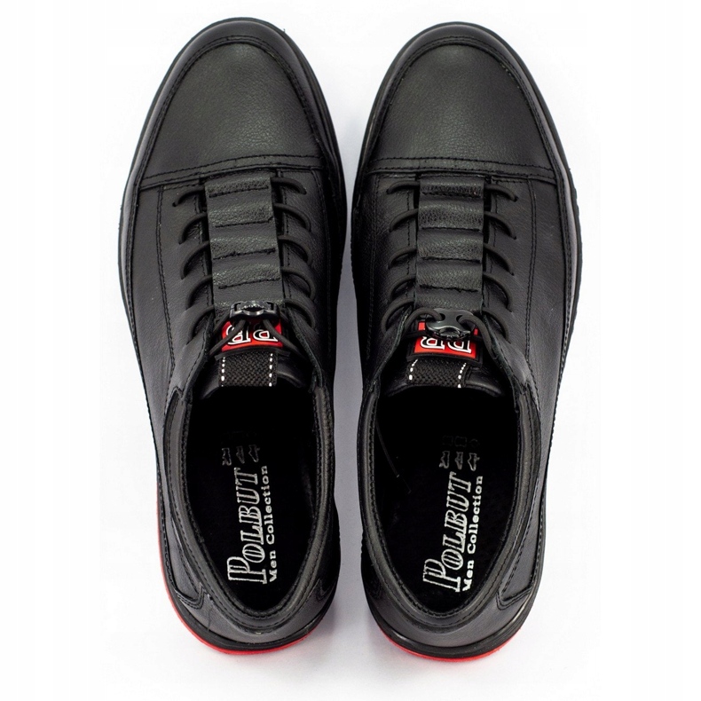 Polbut Sapatos masculinos de couro preto casual K22 2