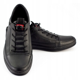 Polbut Sapatos masculinos de couro preto casual K22 3