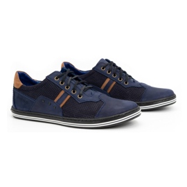 Polbut Sapatos casuais de homem 1801P azul marinho nubuck/camel 2