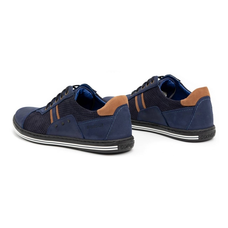 Polbut Sapatos casuais de homem 1801P azul marinho nubuck/camel 4