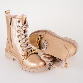 Botas de menina douradas com corrente Shelovet dourado 1