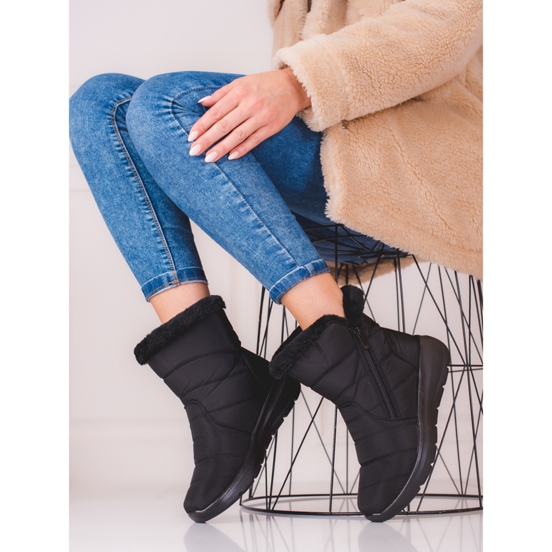 Botas de mulher pretas Shelovet com isolamento de pele preto 2