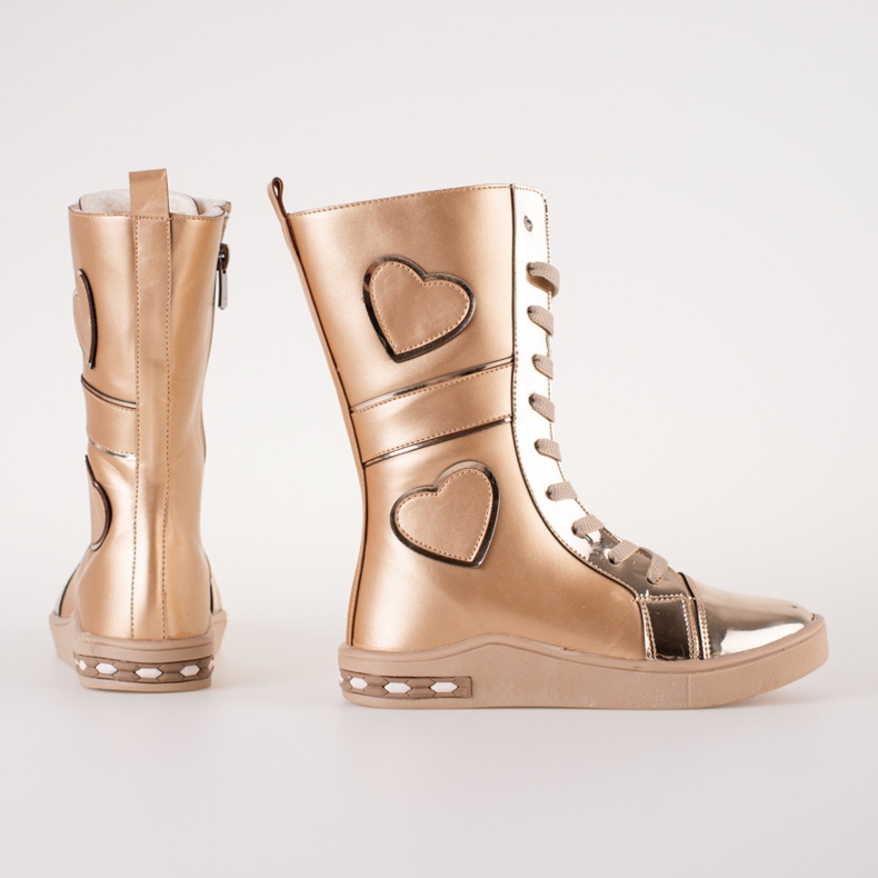 Botas para menina com cano alto Shelovet dourado 1