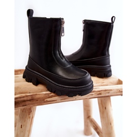 FR1 Botas de couro da moda com zíper preto Daffy 2