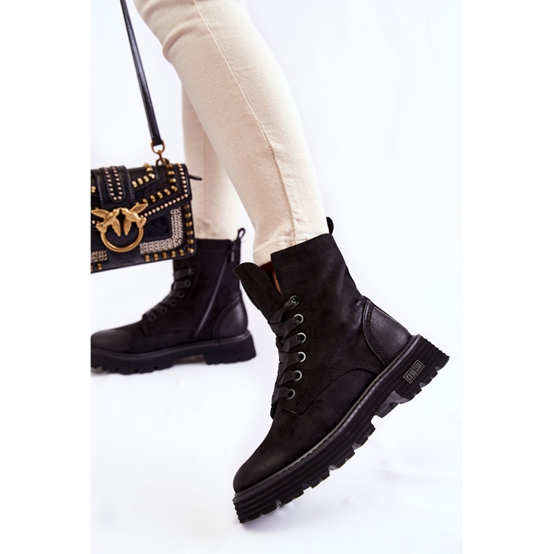 Botas femininas de camurça Big Star KK274503 preta preto 1