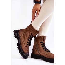 Botas femininas de camurça Big Star KK274504 marrom 2