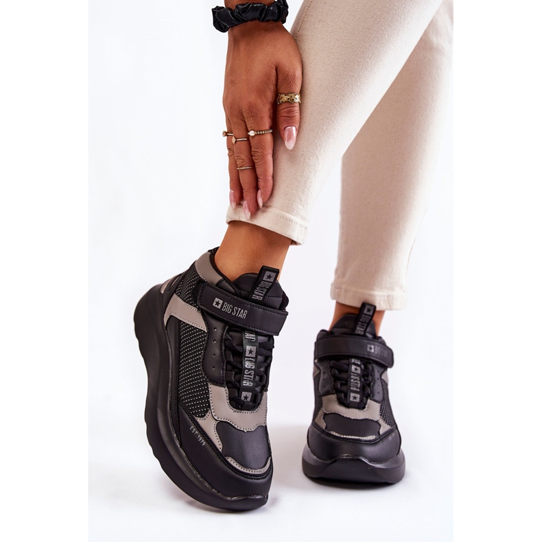 Tênis esportivo feminino Memory Foam System Big Star KK274403 Preto 1