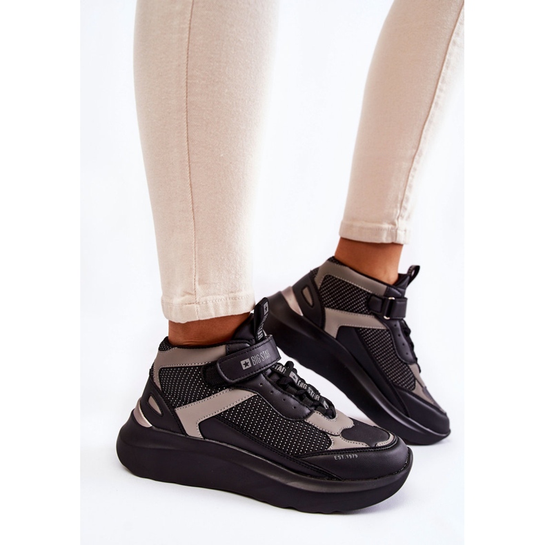 Tênis esportivo feminino Memory Foam System Big Star KK274403 Preto 2