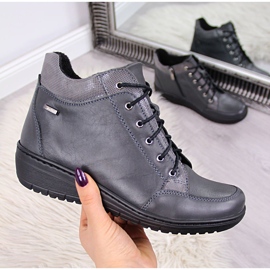 Botas de couro, salto de cunha quente cinza Helios 524 2