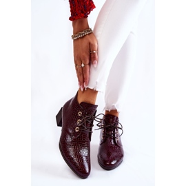 Vinceza Botas femininas com estampa de crocodilo Borgonha Farrah vermelho 1