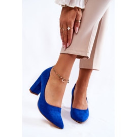 PS1 Sapatos de camurça clássicos em um salto azul Kendra 1