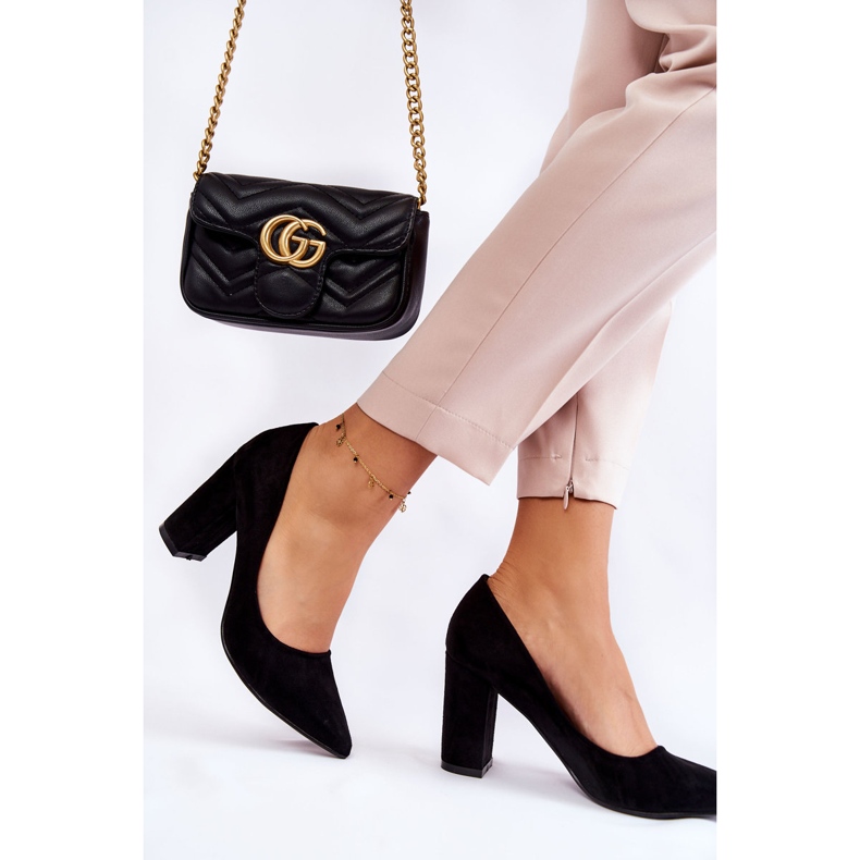 PS1 Sapatos de camurça clássicos em um salto Kendra preto 2