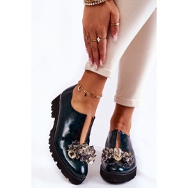 Sapatos Lacados Elegantes com Decoração Cindy Verde Escuro 2