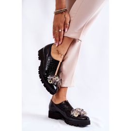 Sapatos elegantes lacados com ornamento de crocodilo Black Cindy preto 2 Sapatos elegantes lacados com ornamento de crocodilo Black Cindy preto 2