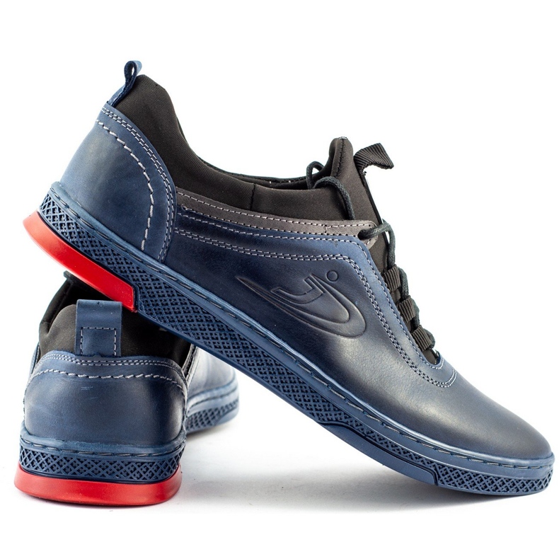 Polbut Sapatos de couro masculino k24 azul marinho 1