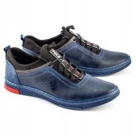 Polbut Sapatos de couro masculino k24 azul marinho 3