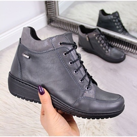 Botas de couro com cunha isolada Helios W H524A cinza 1