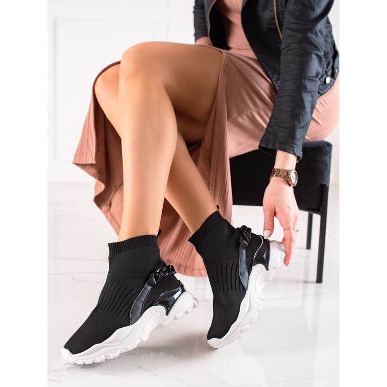 TRENDI Tênis da moda com meia preto 1