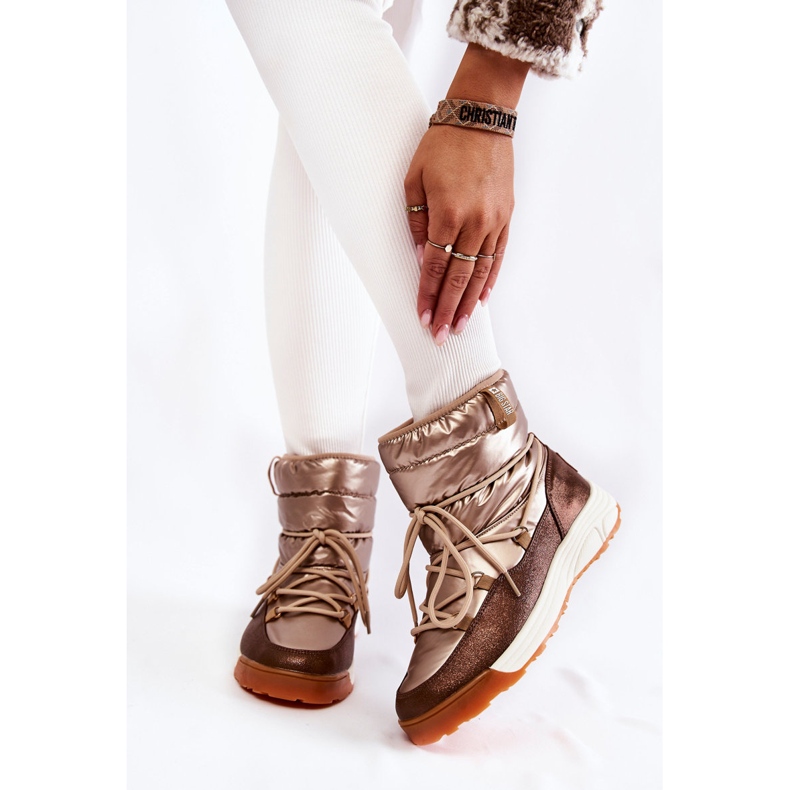 Botas de neve para mulher Memory Foam Big Star KK274276 Dourado-marrom 1