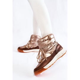 Botas de neve para mulher Memory Foam Big Star KK274276 Dourado-marrom 2