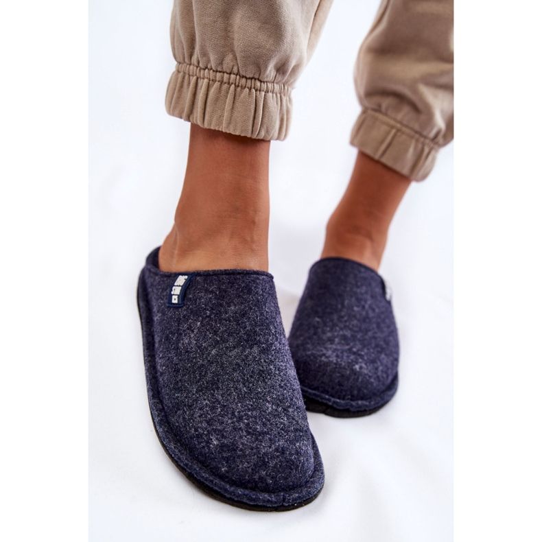 Chinelos femininos de feltro clássico Big Star KK276013 Azul Marinho 2