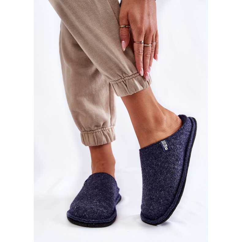 Chinelos femininos de feltro clássico Big Star KK276013 Azul Marinho 1