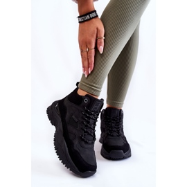 Tênis esportivo feminino alto com memória espuma sistema Big Star KK274356 preto 2