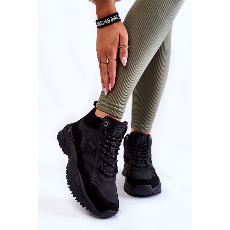 Tênis esportivo feminino alto com memória espuma sistema Big Star KK274356 preto 2