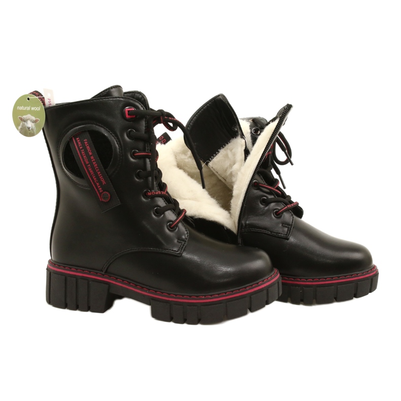 Botas femininas para o Miss Evento 22do23-5244 Zip preto e vermelho 4