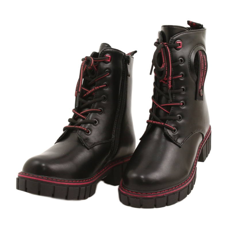 Botas femininas para o Miss Evento 22do23-5244 Zip preto e vermelho 2