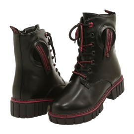 Botas femininas para o Miss Evento 22do23-5244 Zip preto e vermelho 3