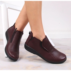 Botas de couro confortáveis ​​para mulheres com isolamento bordô Helios castanho 1