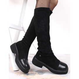Botas femininas de couro Goe preto KK2N4058 1
