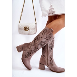 Lewski Shoes Botas de camurça Openwork Sapatos Lewski 3171 Cappucino marrom 2