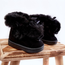 Botas de neve quentes infantis para jovens com teto preto 1