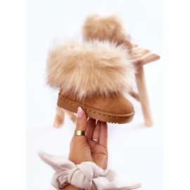 Botas de neve infantil com pelo castanho claro Ariana 1