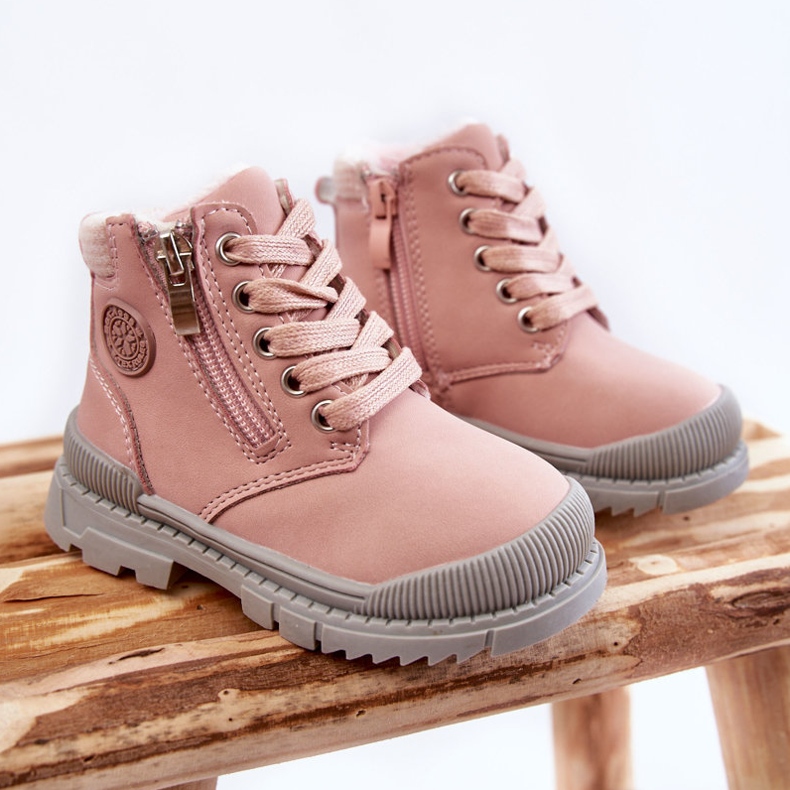 PE1 Botas com isolamento de pele para crianças Pink Hopper Trappers rosa 1 PE1 Botas com isolamento de pele para crianças Pink Hopper Trappers rosa 1