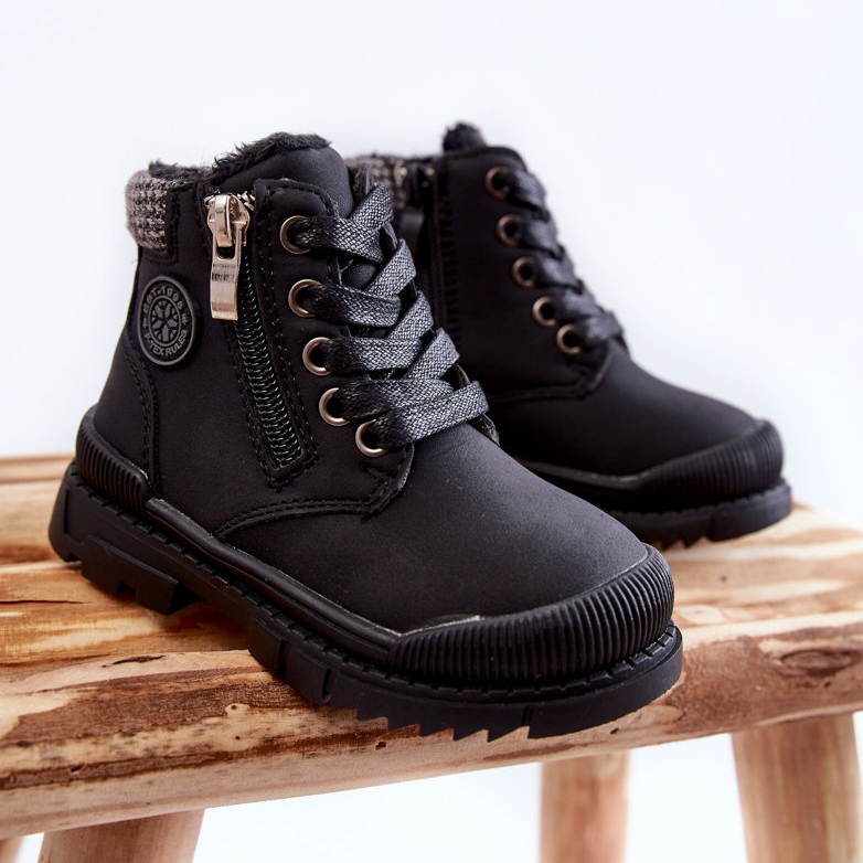 PE1 Botas com isolamento de pele para crianças Black Hopper Trappers rosa 1