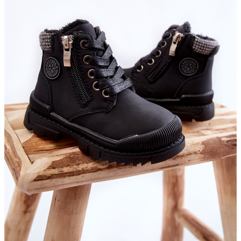 PE1 Botas com isolamento de pele para crianças Black Hopper Trappers rosa 2