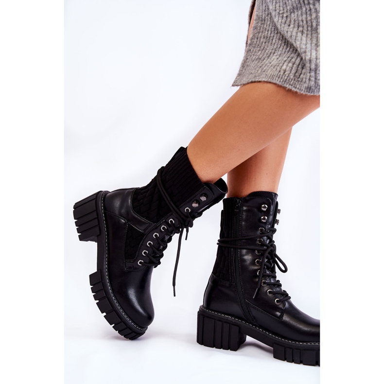 PE1 Botas altas femininas com zíper preto Enroe 2