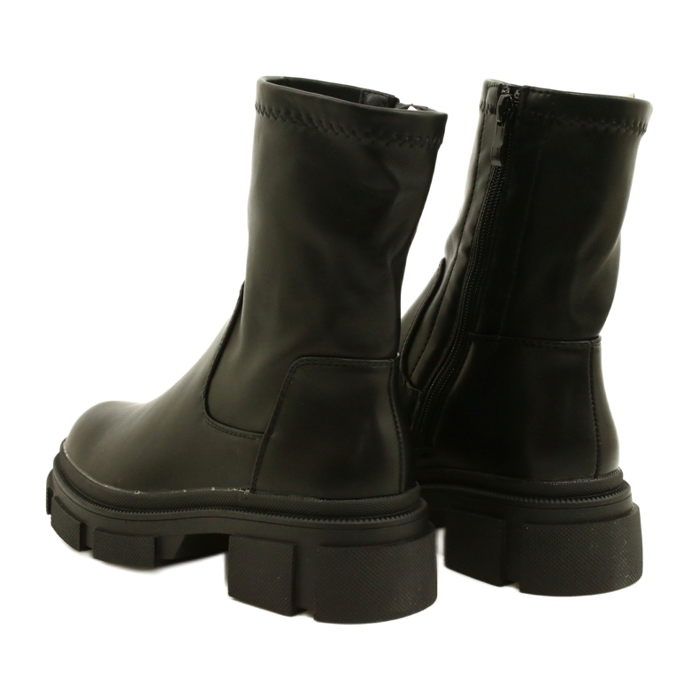 Botas de couro femininas na grossa M. Daszyński MR2127-20 Black preto 3
