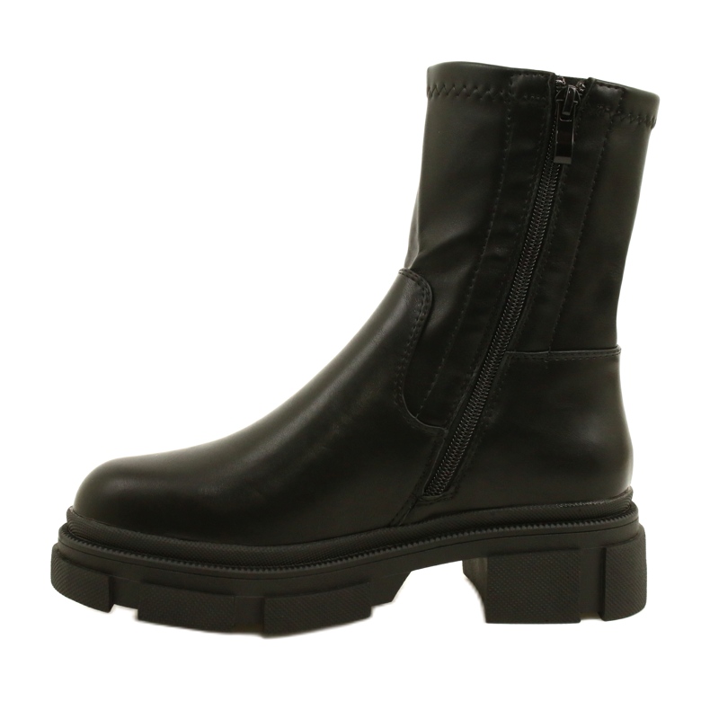 Botas de couro femininas na grossa M. Daszyński MR2127-20 Black preto 1