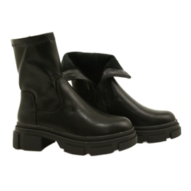 Botas de couro femininas na grossa M. Daszyński MR2127-20 Black preto 4