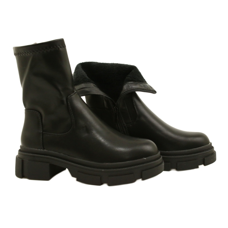 Botas de couro femininas na grossa M. Daszyński MR2127-20 Black preto 4