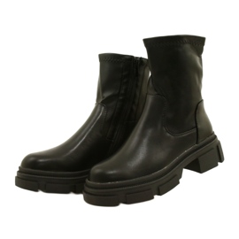 Botas de couro femininas na grossa M. Daszyński MR2127-20 Black preto 2
